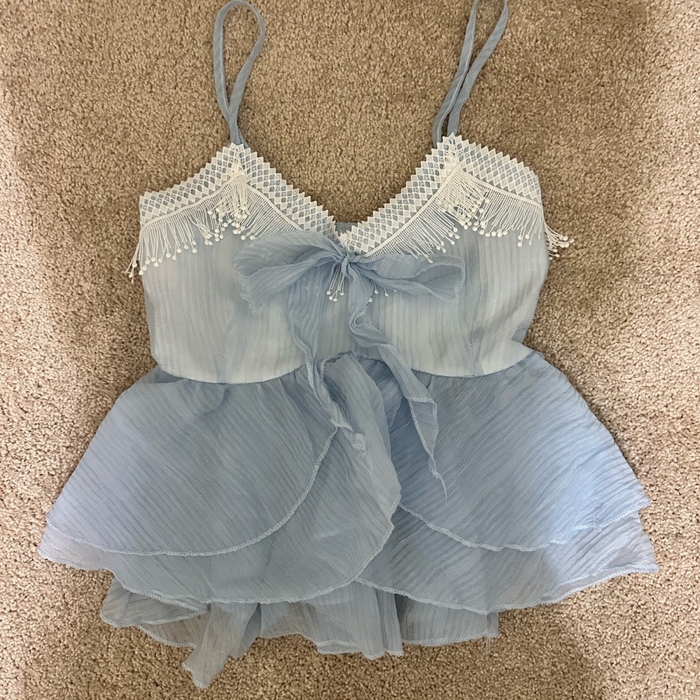 Light Blue Layered Spaghetti Strap Top